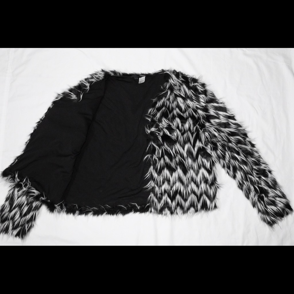 Black and white faux fur jacket